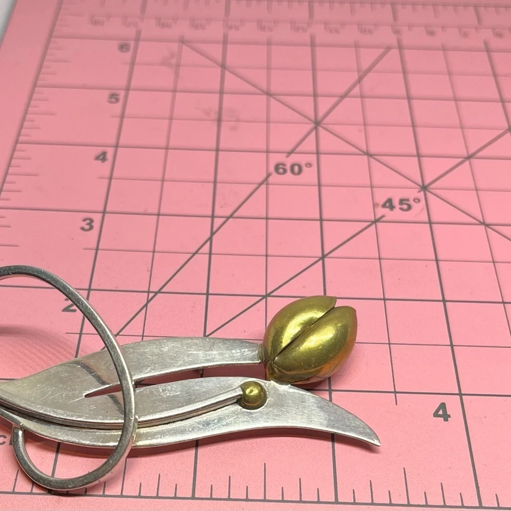 Vintage Taxco Sterling Abstract Tulip Brooch